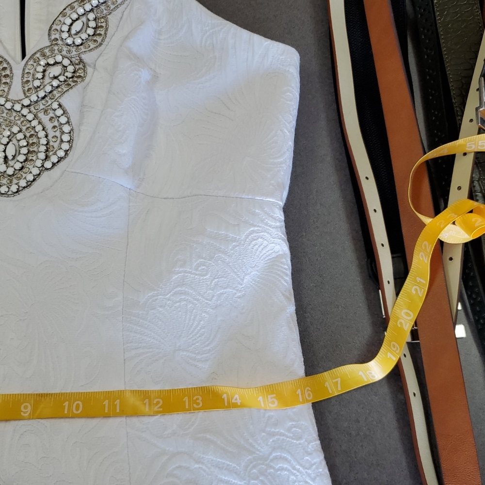 White Embellished Neckline Dress - Picture 10 of 10